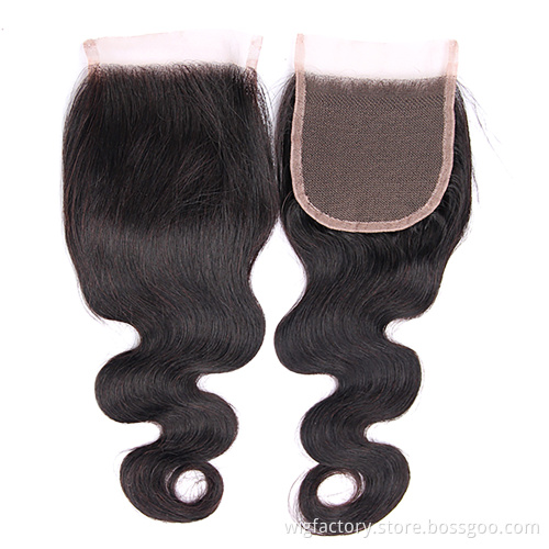 transparent brazilian hair 4x4 lace closure, cuticle aligned hair cheap lace closure body wave ,100% human hair lace closure